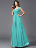 A-Line/Princess V-neck Sleeveless Long Chiffon Bridesmaid dresses TPP0005278