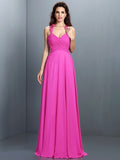 A-Line/Princess Halter Pleats Sleeveless Long Chiffon Bridesmaid Dresses TPP0005390