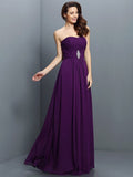 A-Line/Princess Strapless Pleats Sleeveless Long Chiffon Bridesmaid Dresses TPP0005391