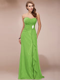 Sheath/Column Sweetheart Sleeveless Long Beading Ruffles Chiffon Bridesmaid Dresses TPP0005224