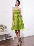 A-Line/Princess Sweetheart Sleeveless Sash Short Lace Bridesmaid Dresses TPP0005804