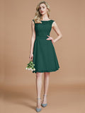 A-Line/Princess Bateau Sleeveless Lace Short/Mini Chiffon Bridesmaid Dresses TPP0005467