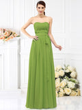 A-Line/Princess Strapless Sash/Ribbon/Belt Sleeveless Long Chiffon Bridesmaid Dresses TPP0005731