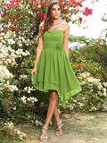 A-Line/Princess Sweetheart Hand-Made Flower Sleeveless Short Chiffon Bridesmaid Dresses TPP0005463