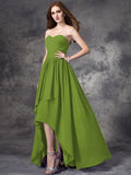 A-line/Princess Sweetheart Ruffles Sleeveless High Low Chiffon Bridesmaid Dresses TPP0005145