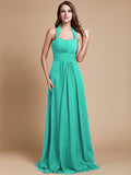 A-Line/Princess Halter Sleeveless Long Ruffles Chiffon Bridesmaid Dresses TPP0005483