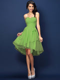 A-Line/Princess Sweetheart Pleats Bowknot Sleeveless Short Chiffon Bridesmaid Dresses TPP0005328