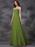 A-line/Princess Sleeveless Sweetheart Ruffles Long Chiffon Bridesmaid Dresses TPP0005741