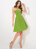 A-Line/Princess Sweetheart Pleats Sleeveless Short Chiffon Bridesmaid Dresses TPP0005313