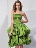 A-Line/Princess Strapless Sleeveless Short Satin Bridesmaid Dresses TPP0005227