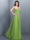 A-Line/Princess Sweetheart Pleats Sleeveless Long Chiffon Bridesmaid Dresses TPP0005405