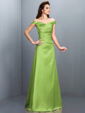 Sheath/Column Off-the-Shoulder Sleeveless Long Satin Bridesmaid Dresses TPP0005332