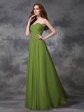 A-line/Princess Sweetheart Sleeveless Ruched Long Chiffon Bridesmaid Dresses TPP0005267