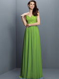 A-Line/Princess V-neck Lace Sleeveless Long Chiffon Bridesmaid Dresses TPP0005562