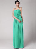 Sheath/Column Halter Sleeveless Hand-Made Flower Long Chiffon Bridesmaid Dresses TPP0005817