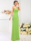 Sheath/Column Strapless Hand-Made Flower Sleeveless Long Chiffon Bridesmaid Dresses TPP0005753