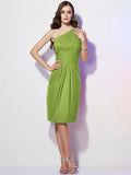 Sheath/Column One-Shoulder Sleeveless Beading Short Chiffon Bridesmaid Dresses TPP0005787