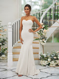 Trumpet/Mermaid Stretch Crepe Ruffles Strapless Sleeveless Sweep/Brush Train Bridesmaid Dresses TPP0004906