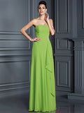 A-Line/Princess Strapless Beading Sleeveless Long Chiffon Bridesmaid Dresses TPP0005573