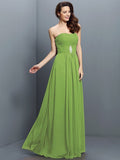 A-Line/Princess Strapless Pleats Sleeveless Long Chiffon Bridesmaid Dresses TPP0005391