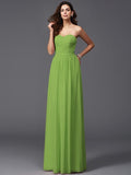 A-Line/Princess Sweetheart Pleats Sleeveless Long Chiffon Bridesmaid dresses TPP0005628