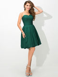 A-Line/Princess Sweetheart Pleats Sleeveless Short Chiffon Bridesmaid Dresses TPP0005491