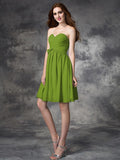 A-line/Princess Sweetheart Ruffles Sleeveless Short Chiffon Bridesmaid Dresses TPP0005552