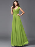 A-Line/Princess V-neck Sleeveless Long Chiffon Bridesmaid dresses TPP0005278