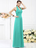 A-Line/Princess Halter Pleats Sleeveless Long Chiffon Bridesmaid Dresses TPP0005502