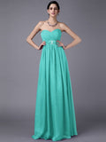 A-Line/Princess Sweetheart Sleeveless Beading Pleats Long Chiffon Bridesmaid Dresses TPP0005818