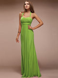 Sheath/Column Halter Sleeveless Long Ruffles Chiffon Bridesmaid Dresses TPP0005445