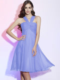 A-Line/Princess Halter Sleeveless Pleats Short Chiffon Bridesmaid Dresses TPP0005098