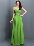 A-Line/Princess Sweetheart Pleats Sleeveless Long Satin Bridesmaid Dresses TPP0005522