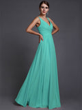 A-Line/Princess V-neck Sleeveless Long Ruffles Chiffon Bridesmaid Dresses TPP0005130