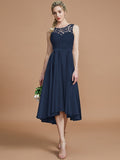 A-Line/Princess Bateau Sleeveless Ruffles Asymmetrical Silk like Satin Bridesmaid Dresses TPP0005019