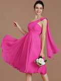 A-Line/Princess One-Shoulder Sleeveless Ruched Short/Mini Chiffon Bridesmaid Dresses TPP0005025