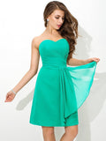 Sheath/Column Sweetheart Pleats Sleeveless Short Chiffon Bridesmaid Dresses TPP0005639