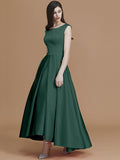 A-Line/Princess Bateau Sleeveless Asymmetrical Ruffles Satin Bridesmaid Dresses TPP0005281