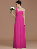 A-Line/Princess One-Shoulder Sleeveless Ruched Floor-Length Chiffon Bridesmaid Dresses TPP0005033