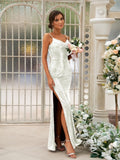 Sheath/Column Sequins Ruched Spaghetti Straps Sleeveless Floor-Length Bridesmaid Dresses TPP0004929