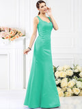 Sheath/Column Straps Sleeveless Long Satin Bridesmaid Dresses TPP0005554