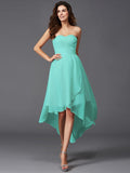 A-Line/Princess Sweetheart Ruffles Sleeveless High Low Chiffon Bridesmaid Dresses TPP0005195