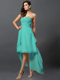 A-Line/Princess Sweetheart Pleats Sleeveless High Low Chiffon Bridesmaid Dresses TPP0005031