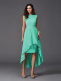 A-Line/Princess Scoop Sash/Ribbon/Belt Sleeveless High Low Chiffon Bridesmaid Dresses TPP0005166