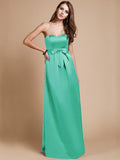 Sheath/Column Sweetheart Sleeveless Long Bowknot Satin Bridesmaid Dresses TPP0005678