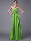 A-Line/Princess Sweetheart Sleeveless Beading Pleats Long Chiffon Bridesmaid Dresses TPP0005818