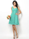 A-Line/Princess Straps Lace Sleeveless Short Bridesmaid Dresses TPP0005042