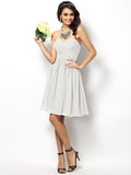 A-Line/Princess Sweetheart Pleats Sleeveless Short Chiffon Bridesmaid Dresses TPP0005177