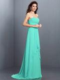 A-Line/Princess Sweetheart Pleats Sleeveless Long Chiffon Bridesmaid Dresses TPP0005681