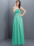 Sheath/Column Strapless Sleeveless Long Satin Bridesmaid Dresses TPP0005853